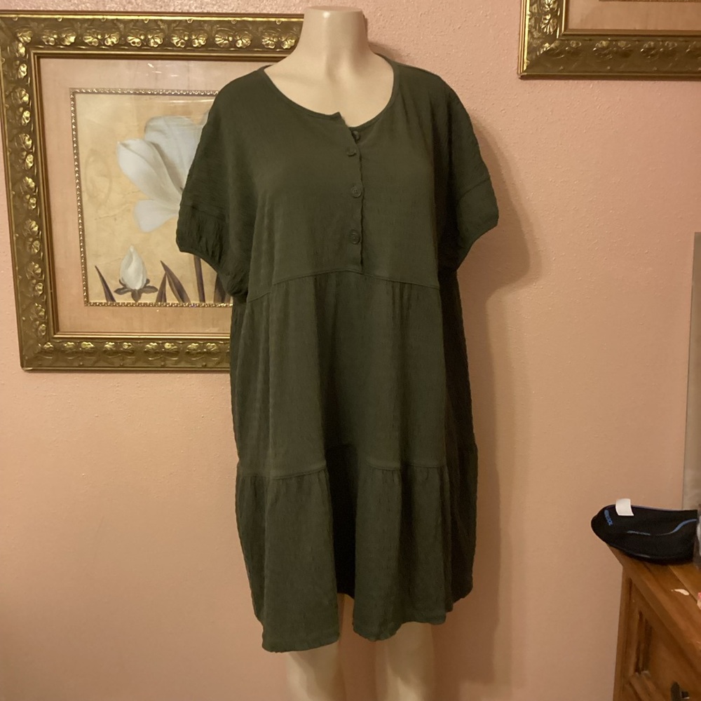 Madewell Green Oversized Polo Tunic Dress